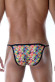 Яркие мужские трусы-танга с геометрическим принтом