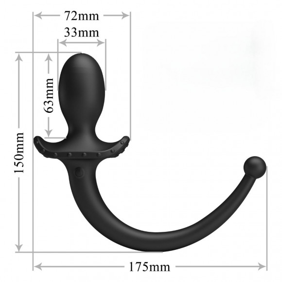 Черная анальная вибропробка с хвостом Anthony Черная анальная вибропробка с хвостом Anthony