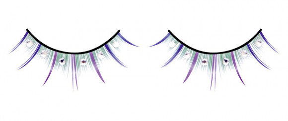 Разноцветные длинные ресницы со стразами