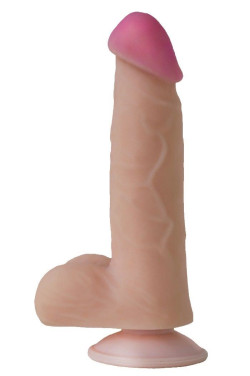 Фаллоимитатор с мошонкой из киберкожи на присоске - 19 см. Фаллоимитатор с мошонкой из киберкожи на присоске - 19 см.