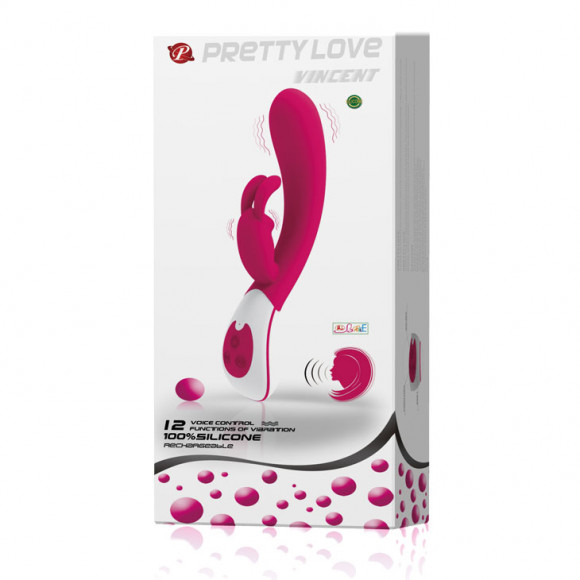 Розовый силиконовый вибратор Vincent со стимулятором-кроликом и голосовым контролем - 21,5 см. Розовый силиконовый вибратор Vincent со стимулятором-кроликом и голосовым контролем - 21,5 см.