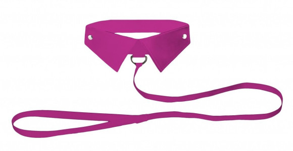 Розовый кожаный воротник с поводком Pink OUCH! 