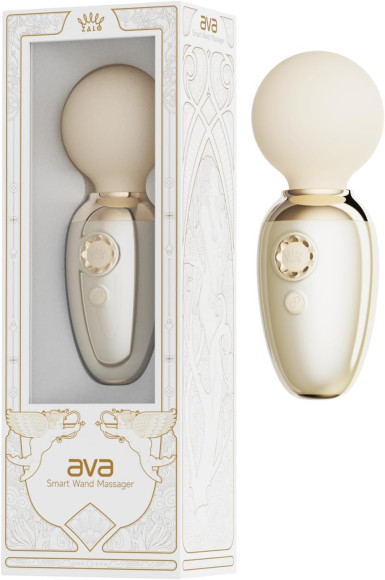 Бежевый мини-вибратор с функцией нагрева Ava