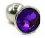 Серебристая малая анальная пробка с фиолетовым кристаллом - 7 см.