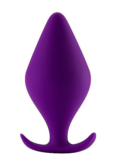 Фиолетовая анальная пробка Butt Plug with Handle Medium - 12 см.