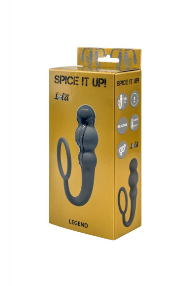Серое эрекционное кольцо Legend с анальным стимулятором 