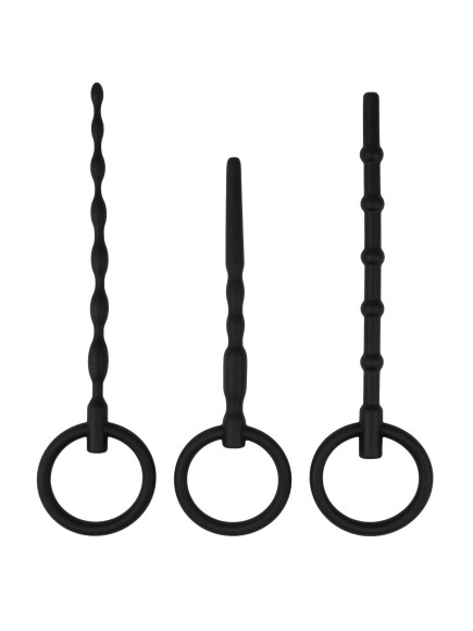 Набор из 3 черных уретральных массажеров Twist