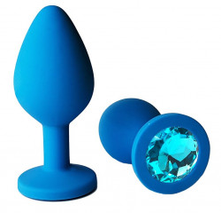 Голубая анальная пробка с голубым кристаллом - 8 см. Голубая анальная пробка с голубым кристаллом - 8 см.