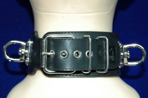Широкий подшитый ошейник с металлической фурнитурой