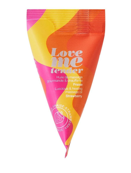 Съедобное согревающее массажное масло Love Me Tender Strawberry с ароматом клубники - 10 мл.