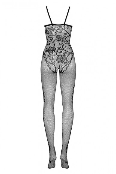 Полупрозрачный кэтсьюит с цветочным узором и интимным доступом