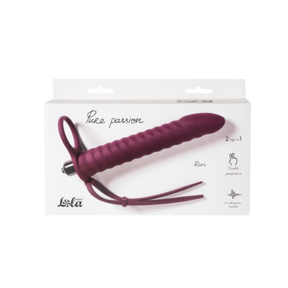 Бордовая вибронасадка для двойного проникновения Rori - 17 см.