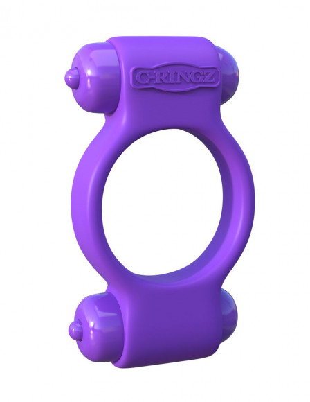 Фиолетовое эрекционное кольцо с 2 виброэлементами Magic Touch Couples Ring