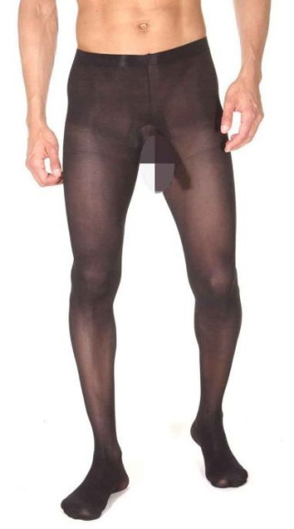 Плотные полупрозрачные мужские колготы с интимным доступом Плотные полупрозрачные мужские колготы с интимным доступом